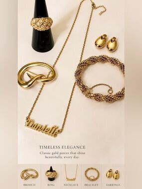 ✨Vintage Gold Plate Jewelry/Ring, Bracelet,Earrings,Brooch/Signature Necklace✨